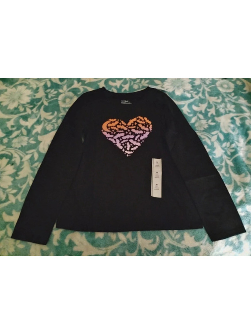 at & Jack Girls Halloween Long Sleeve Halloween Black T Shirt, 8, M